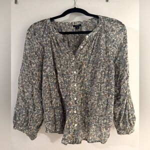 Ann Taylor Floral Print Blouse Size Medium Petite